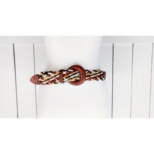 Vintage wide brown braided woven leather boho belt